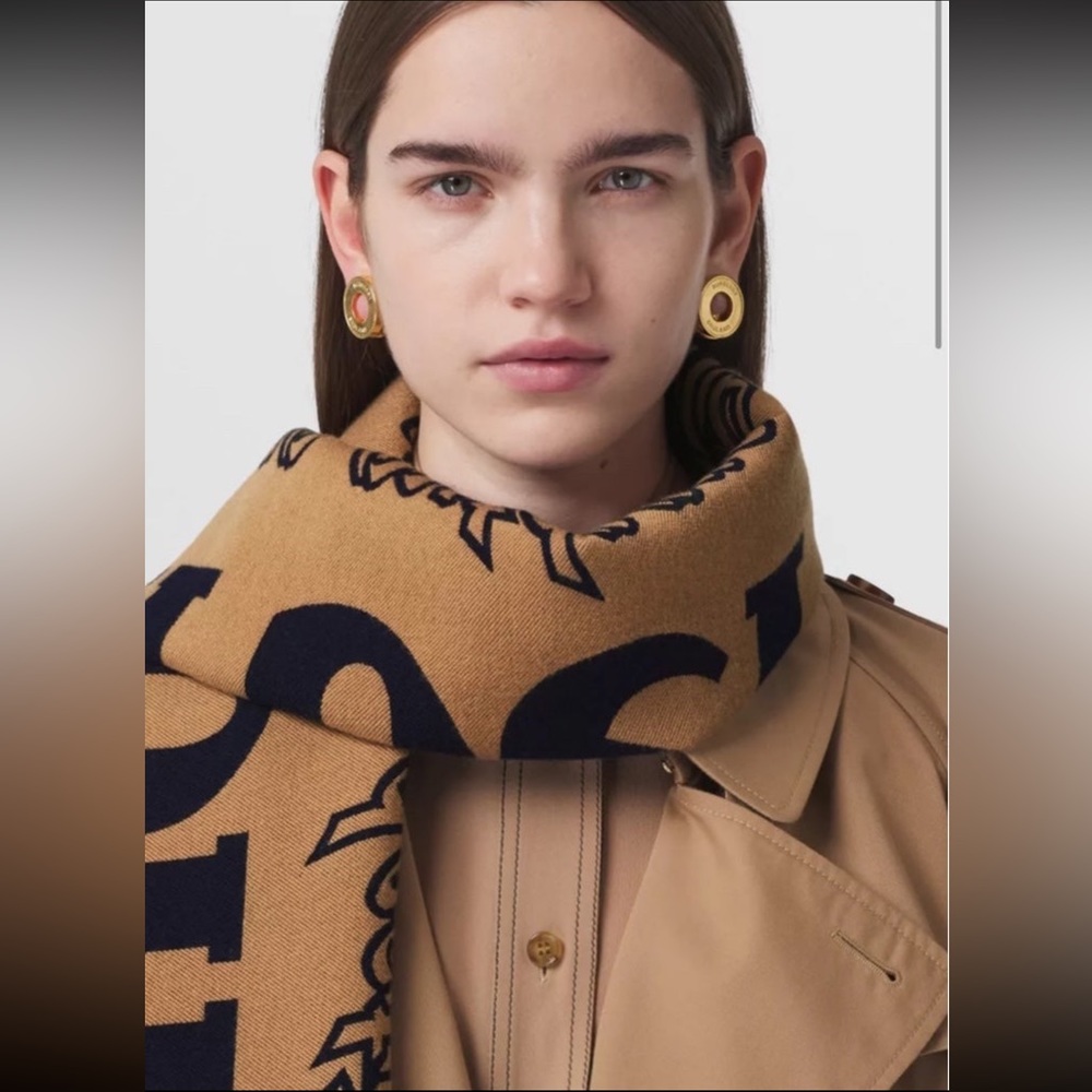 *NEW* Burberry Logo Wool Silk Jacquard Scarf
